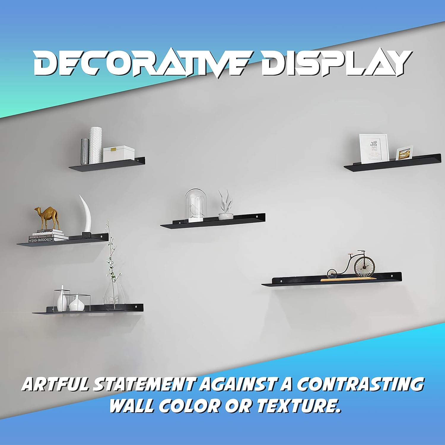 SIMOND STORE Linear Floating Shelf - Steel Industrial Heavy Duty Metal Wall Mounted DIY Designed Shelf (36