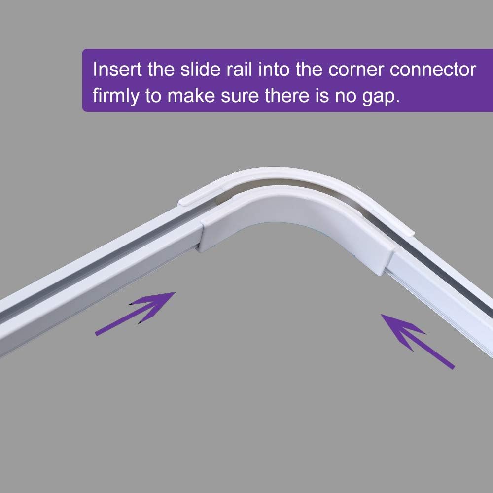 Aluminum alloy ceiling curtain tracks with hooks & corner connectors (Set of 2), heavy-duty room partition curtain rod tracks, suitable for living rooms, bedrooms, and bathroom(6-9 ft Track Set)White