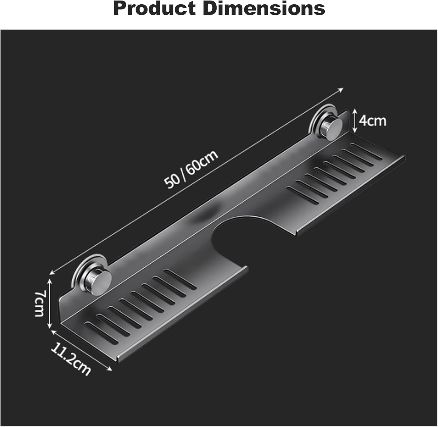 Strong Suction Cup Holder, No Drill Wall Mount Shelf for Bathroom Sink, Adhesive Vanity Organizer for Soap Dispenser, Toothbrush, Lotions,60cm