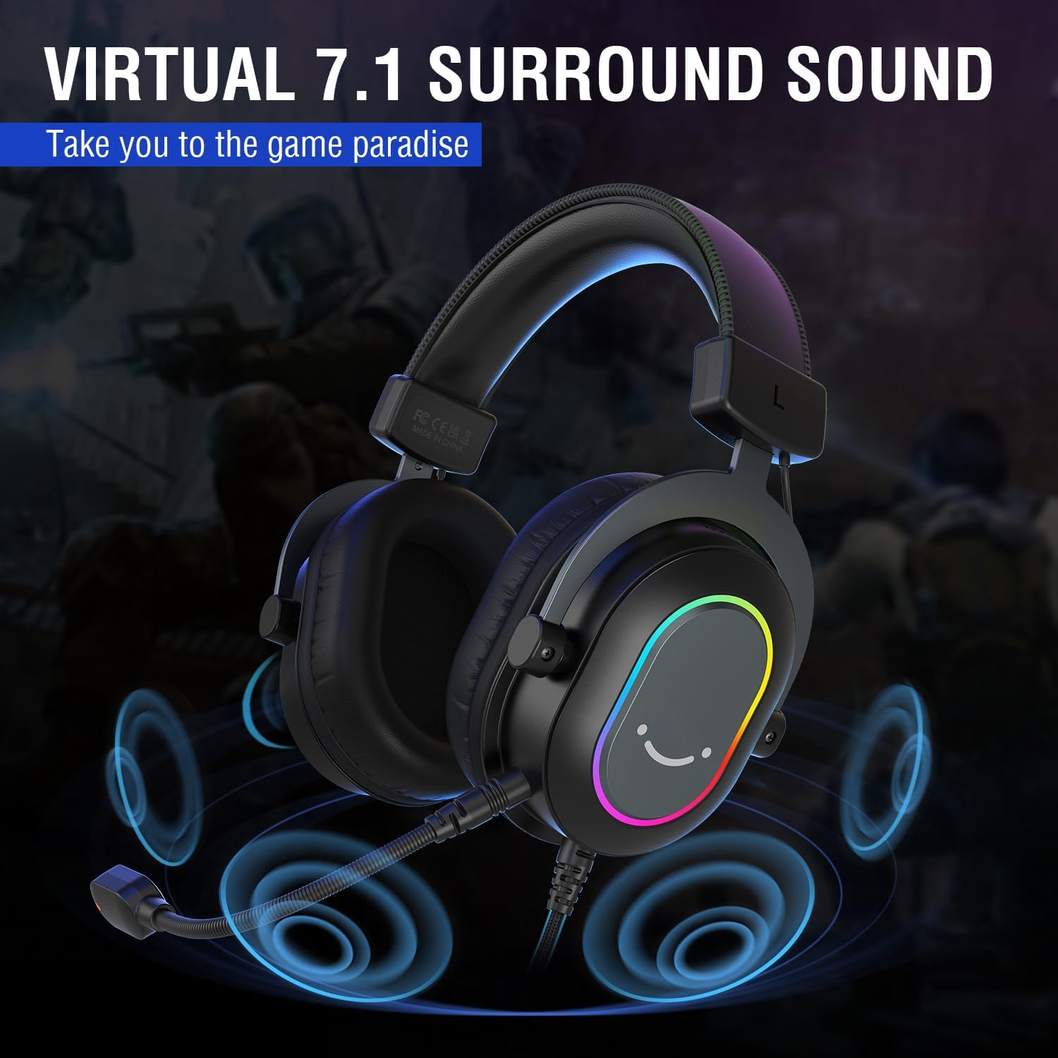 FIFINE Gaming USB Microphone with Headset Bundle for PS5, PC Condenser Mic with Quick Mute, RGB, Gain Control for Streaming, Wired Headphones with Microphone Set with EQ Mode, Soft Ear Pads (A6V+H6)