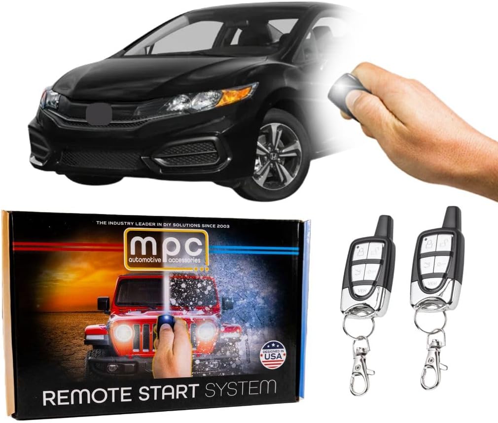 MPC Complete 5-Button Keyless Entry Remote Start Kit Compatible with Honda Civic 2012-2015 with T-Harness