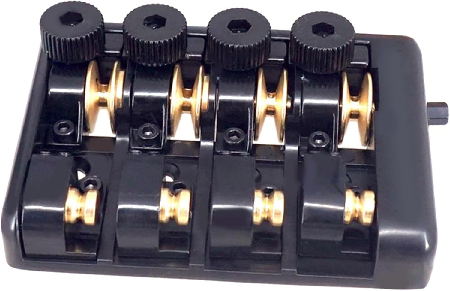 Travel Bass Bridge Professional Travel Bass 4 Strings Headless Bass Roller Saddle Guitar (Black)(Black)