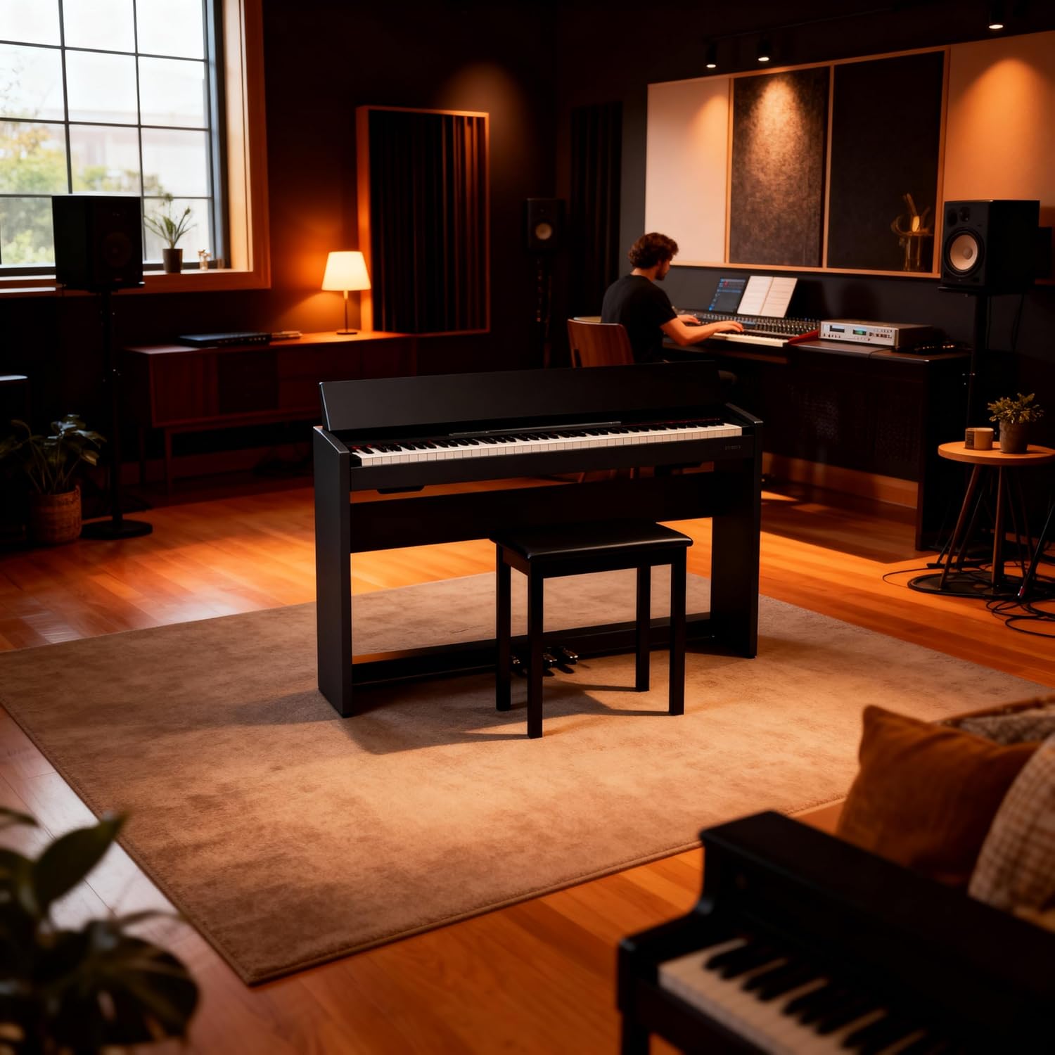 Key Weighted Digital Piano with Stand, Bench and Pedals, Built In Speakers, Recording and Learning Modes, Home Electric Keyboard for Beginners and Intermediate Players