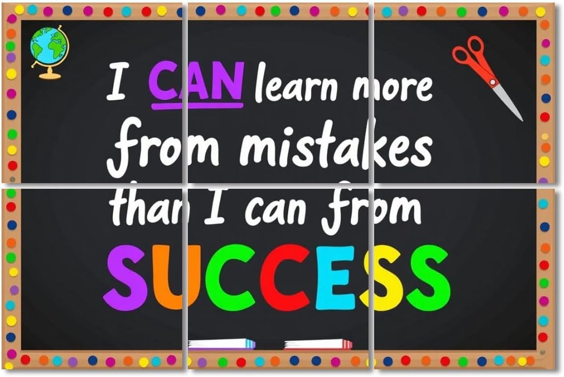 6 Pack Art Acoustic Panels Sound Absorbing Motivational Growth Mindset Inspirational Positive Classroom School Decorative Soundproof Wall Panels Self Adhesive for Recording Studios Office 72