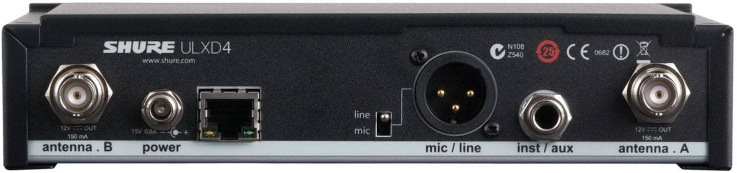 Shure ULXD4 Single Channel Receiver - for use with ULX-D Digital Wireless Microphone Systems, Transmitter Sold Separately | H50 Band (ULXD4=-H50)