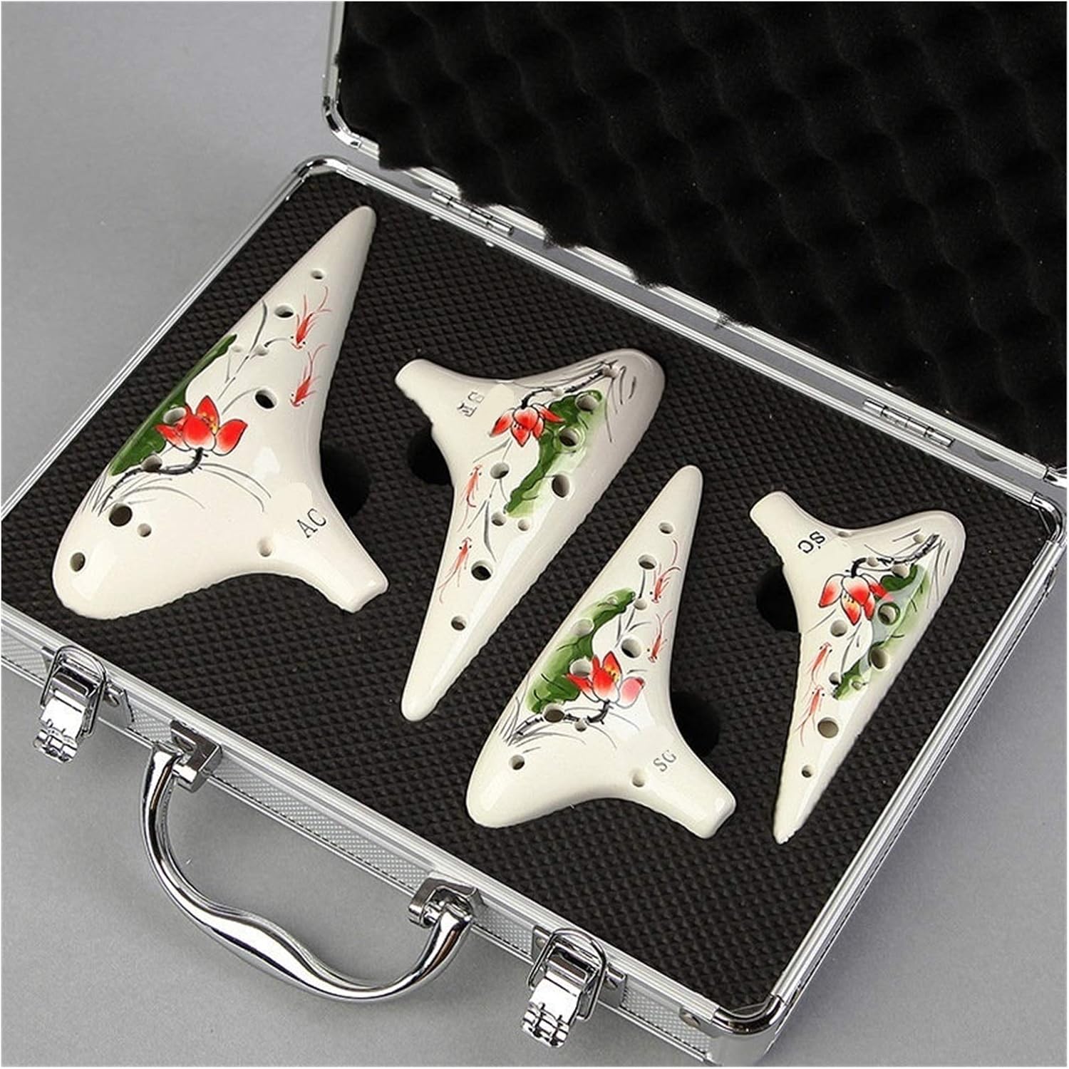 12 Hole Ocarina 4 Pcs/Set Flute Key of Alto C, SC, SG, SF Ocarina with Gift Case(12)