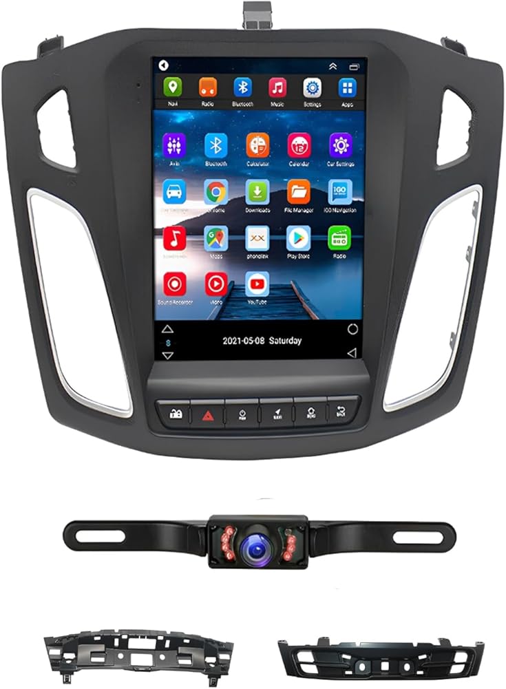 Android 13 Double Din Car Stereo Compatible with Focus 2012-2018, 2G+32G 9.7 Inch Touch Screen Car Stereo Radio with Wireless Carplay Android Auto GPS WiFi Mic Backup Camera
