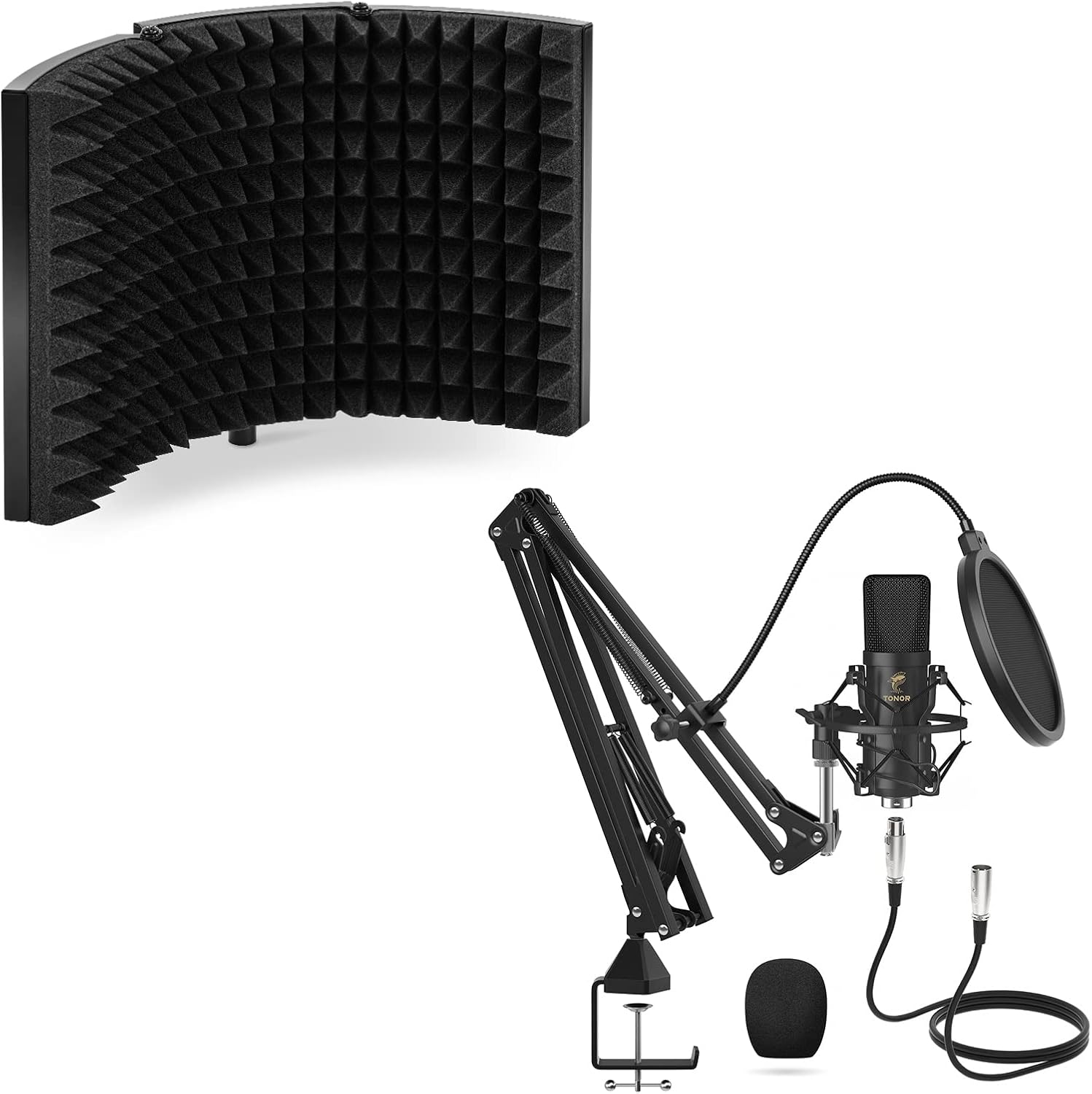 TONOR XLR Condenser Microphone TC20 and Microphone Isolation Shield