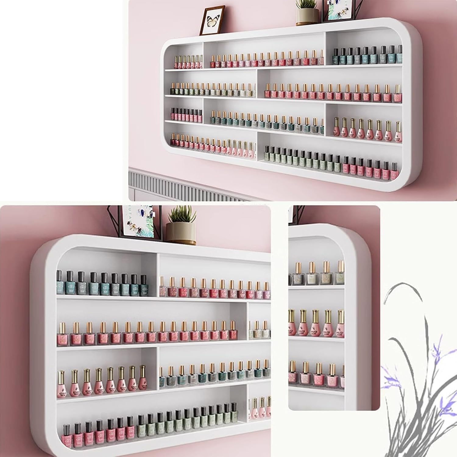 Light Luxury Four-Tier Nail Polish Display Rack, Wall-Mounted Perfume Organizer, Space-Saving Storage, Durable Nail Polish Display Rack for Salon Beauty,1.0m/39.4in