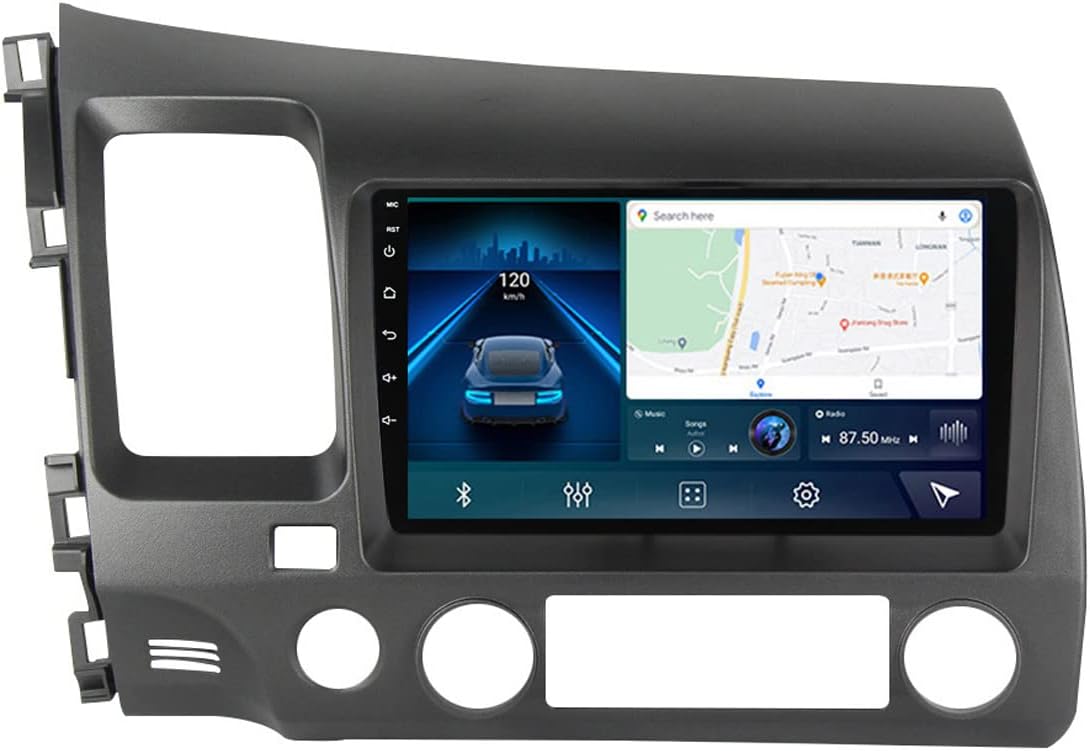 Car Stereo Multimedia MP5 Player for Honda Civic 8 FK FN FD 2005-2012 Car Audio with Rear View Camera FM Radio 9 Inch Touch Screen Support SWC/Bluetooth/WiFi/Carplay+Auto