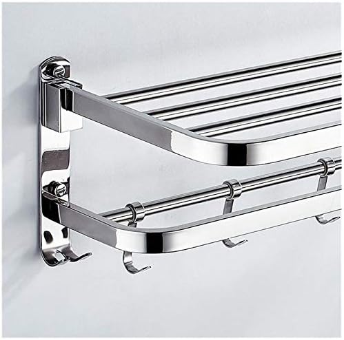 Shower Shelves Towel Rack Towel Shelf, Double Tier Towel Rail with Hooks Bathing Accessories (Color : 40 cm)
