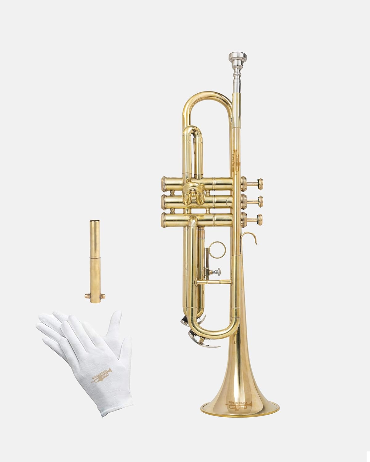 Queen Brass Trumpet Premium Kit for Beginners & Students, Brass Musical Instrument with Sturdy Case Bag, 7C Mouthpiece, Complete Cleaning Set