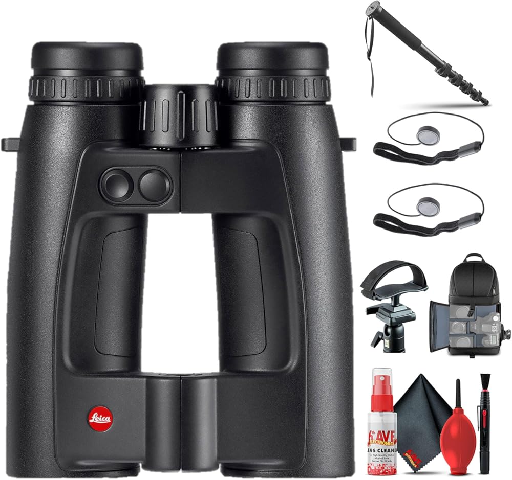 Leica 8x42 Geovid Pro Rangefinder Binoculars (40815) + Tripod Adapter + Backpack + Monopod + Cleaning Kit + 2 x Cap Keeper