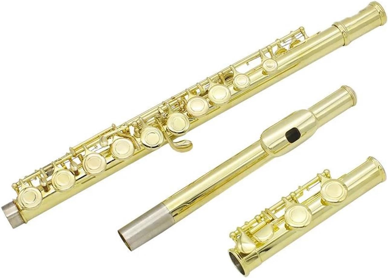 Flute Set Gold 16 Hole C Closed Hole Gold Plated Keys White Bronze Flute with E Key Woodwind