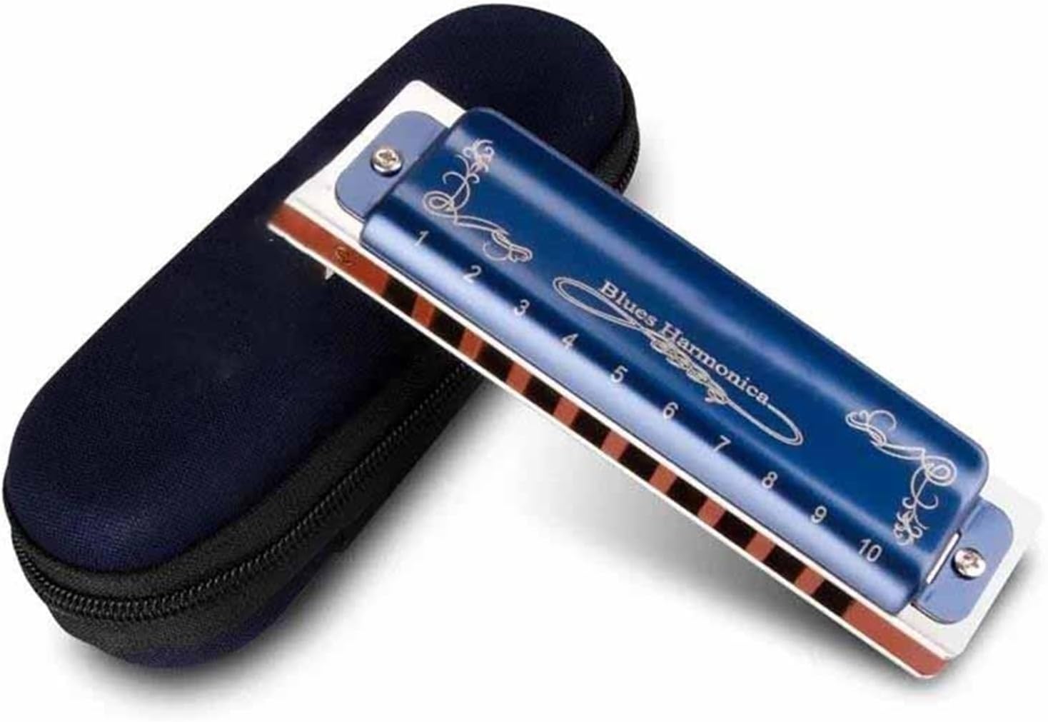 10 Hole Diatonic Blues Armonicas Woodwind Musical Instrument Melodica(Key of bD Blue)