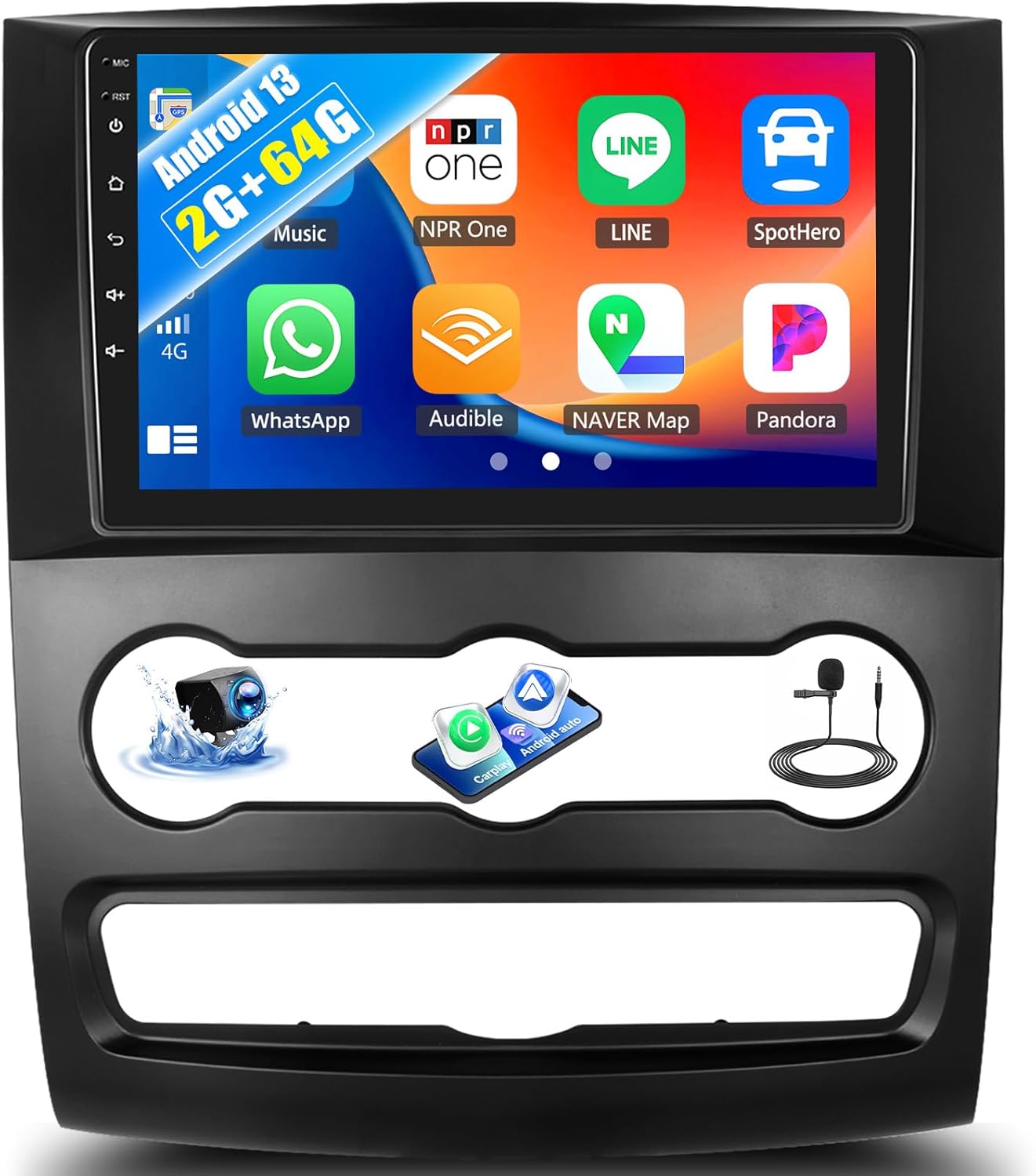 2G+64G Android Car Stereo for Mercedes-Benz Sprinter Vito 2006-2017 9 Inch Touch Screen with CarPlay Android Auto Mirror Link Bluetooth GPS Navigation WiFi FM SWC MIC