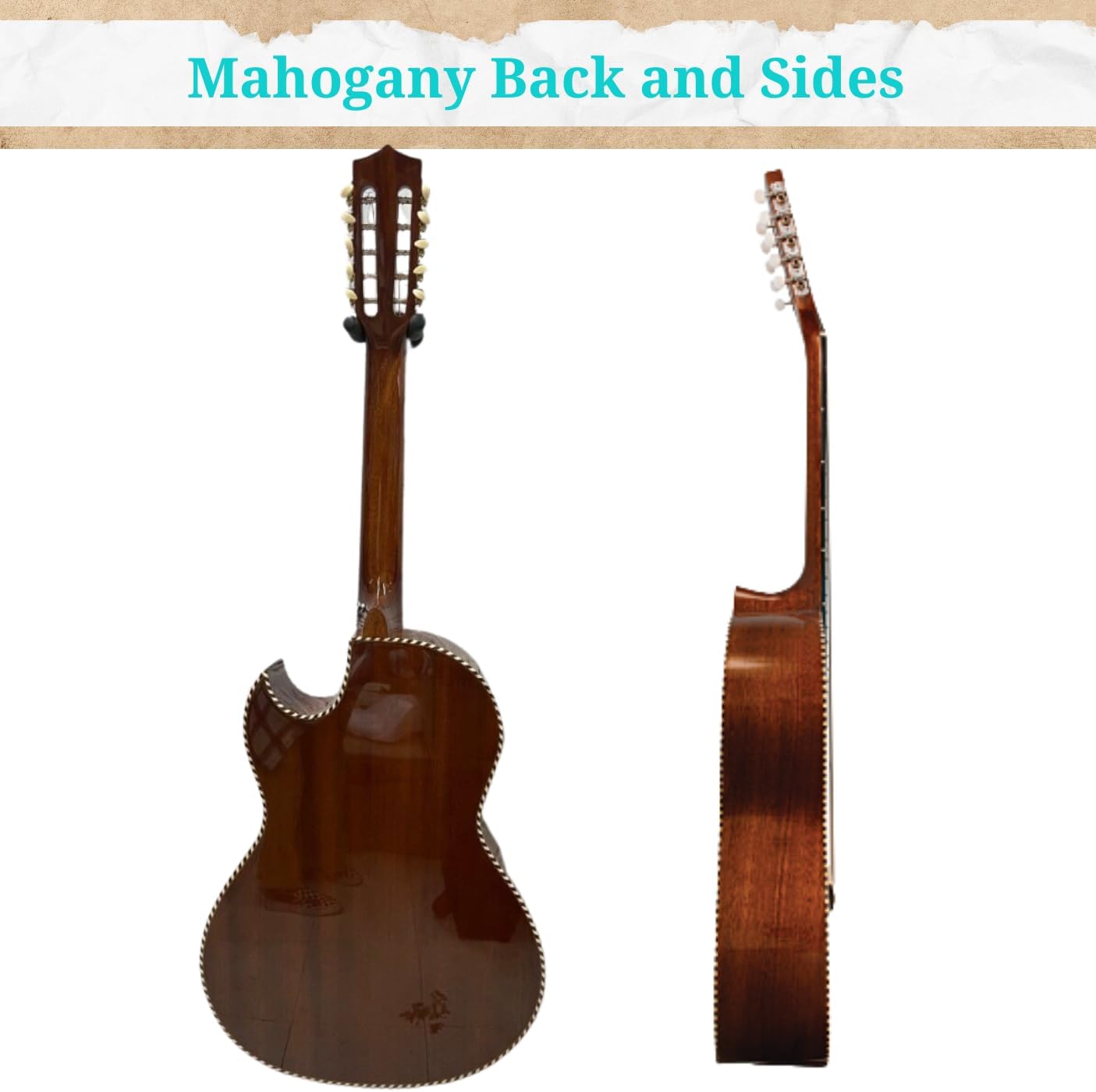 H. Jimenez, 10-String Bajo Quinto, White,Gold (LBQ3E)