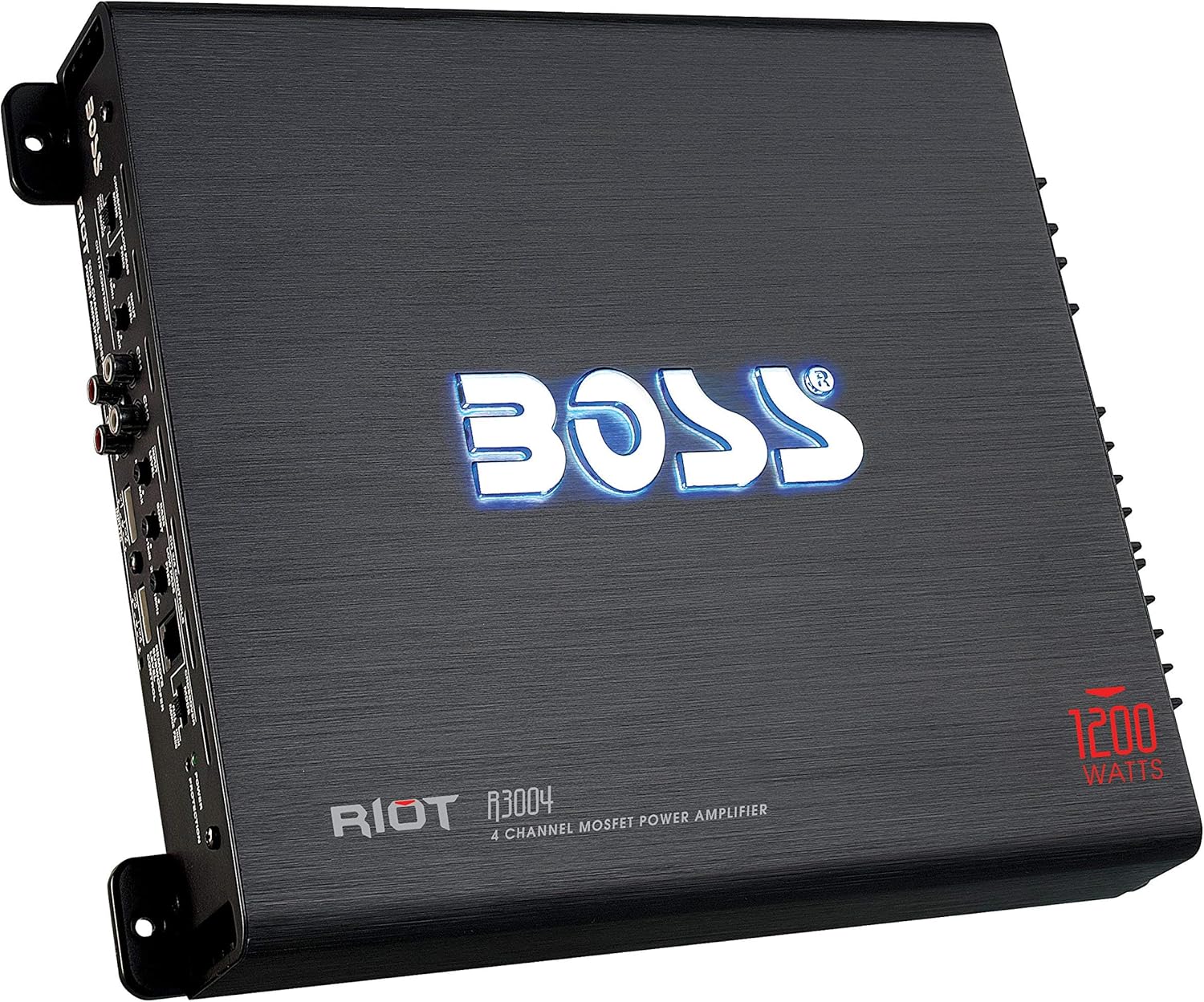 BOSS Audio Systems R3004 4 Channel Car Amplifier - 1200 Watts, 2/4 Ohm Stable, Class A/B, Full Range, Bridgeable, MOSFET Power Supply, Remote Subwoofer Control