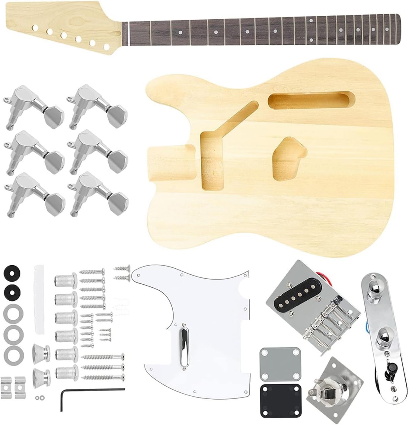 TSTS Professional Unassembled DIY Electric Guitar Kit 6 Strings Guitar Kit for Beginner Unfinished Electric Guitar Kit
