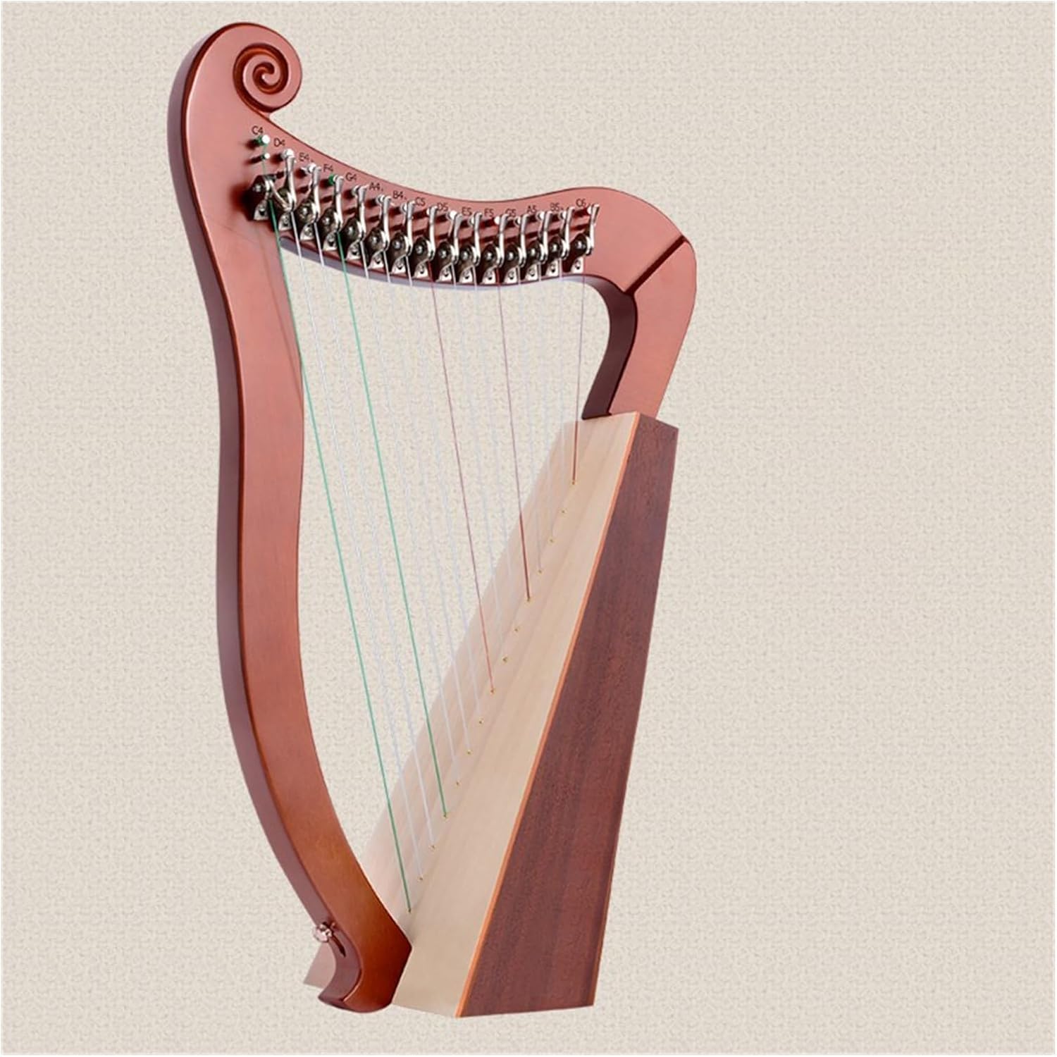 Lyre Harp Set 15-string Harp Portable Small Beginner Instrument With Half-key 15-tone Coffee Color With Accessories