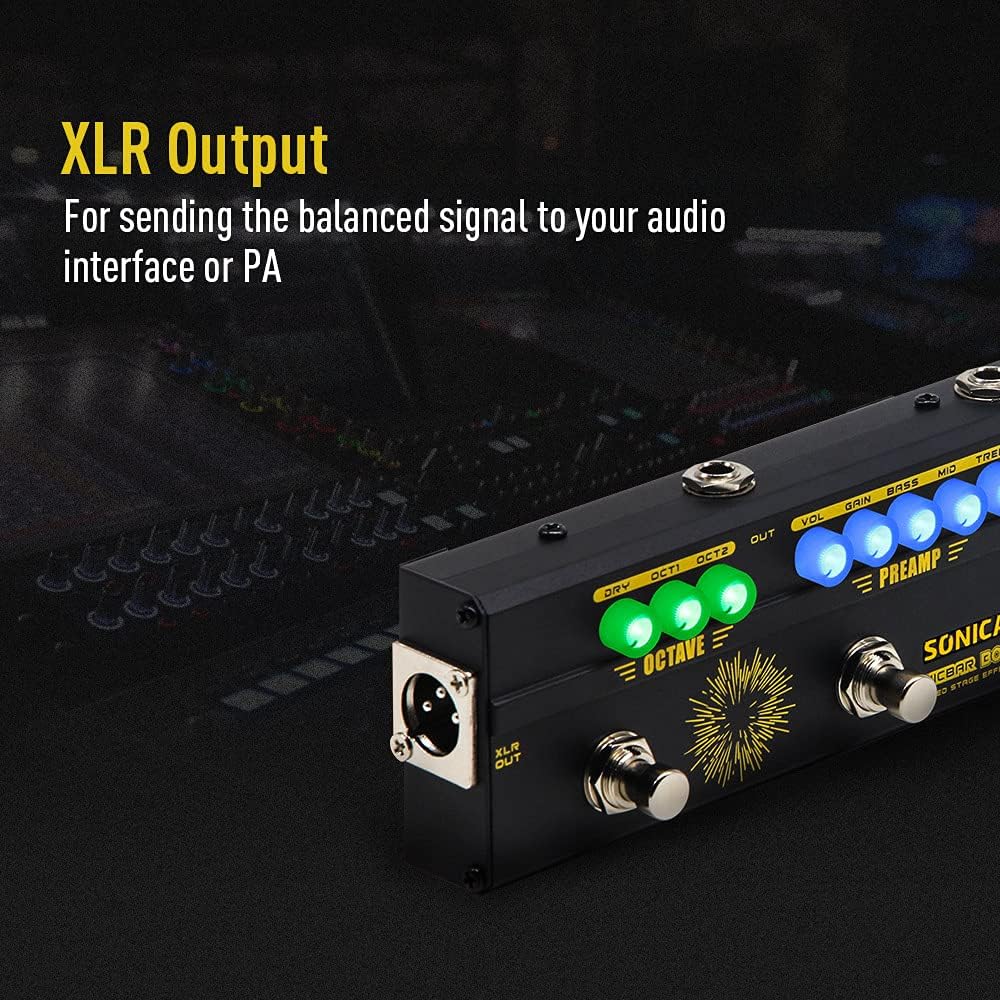 SONICAKE Bass Effects Pedals Multieffect Preamp Compressor Boost Fuzz Octave Multi Effects Pedal Boom Ave With FX Loop