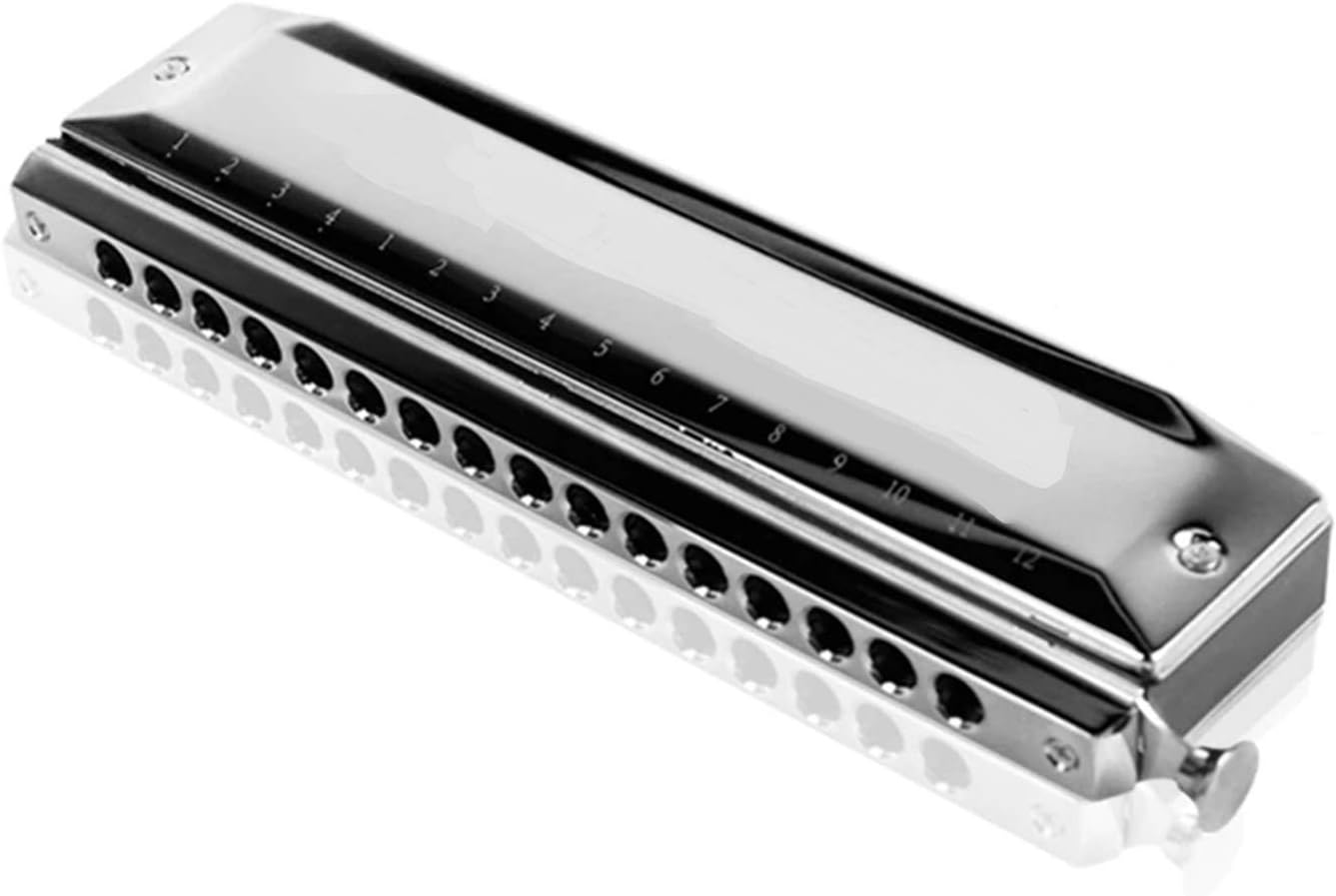 Folk Instruments Chromatic Harmonica 16 Holes 64 Tones Mouth Organ Instrumentos Key C Professional Chromatic Harp Musical Instruments (Color : Silver)