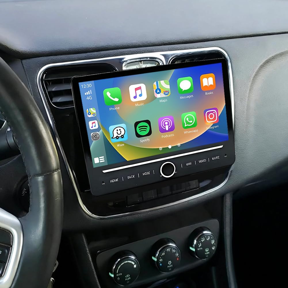 Car Stereo Radio Compatible for Chrysler 200 2011-2014 with Carplay Android Auto GPS Navigation 10in Touchscreen Car Radio Player with Bluetooth WiFi SWC Mirror Link Split Screen + Backup Camera