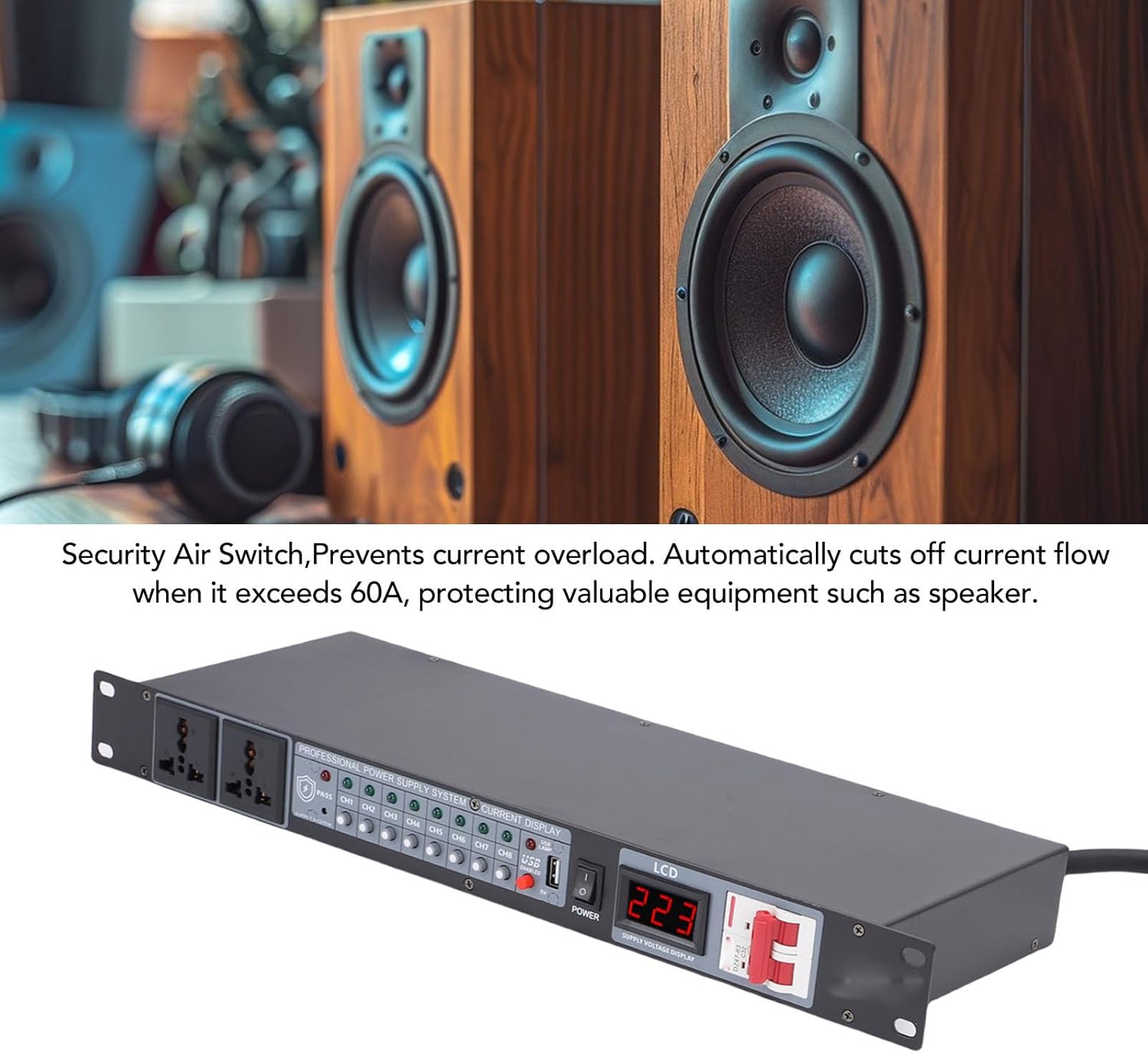 Gugxiom 10 Outlet Power Sequencer Conditioner, with Independent Power Switch and Surge Protector, for Home Audio Studio Theater System (US Plug)