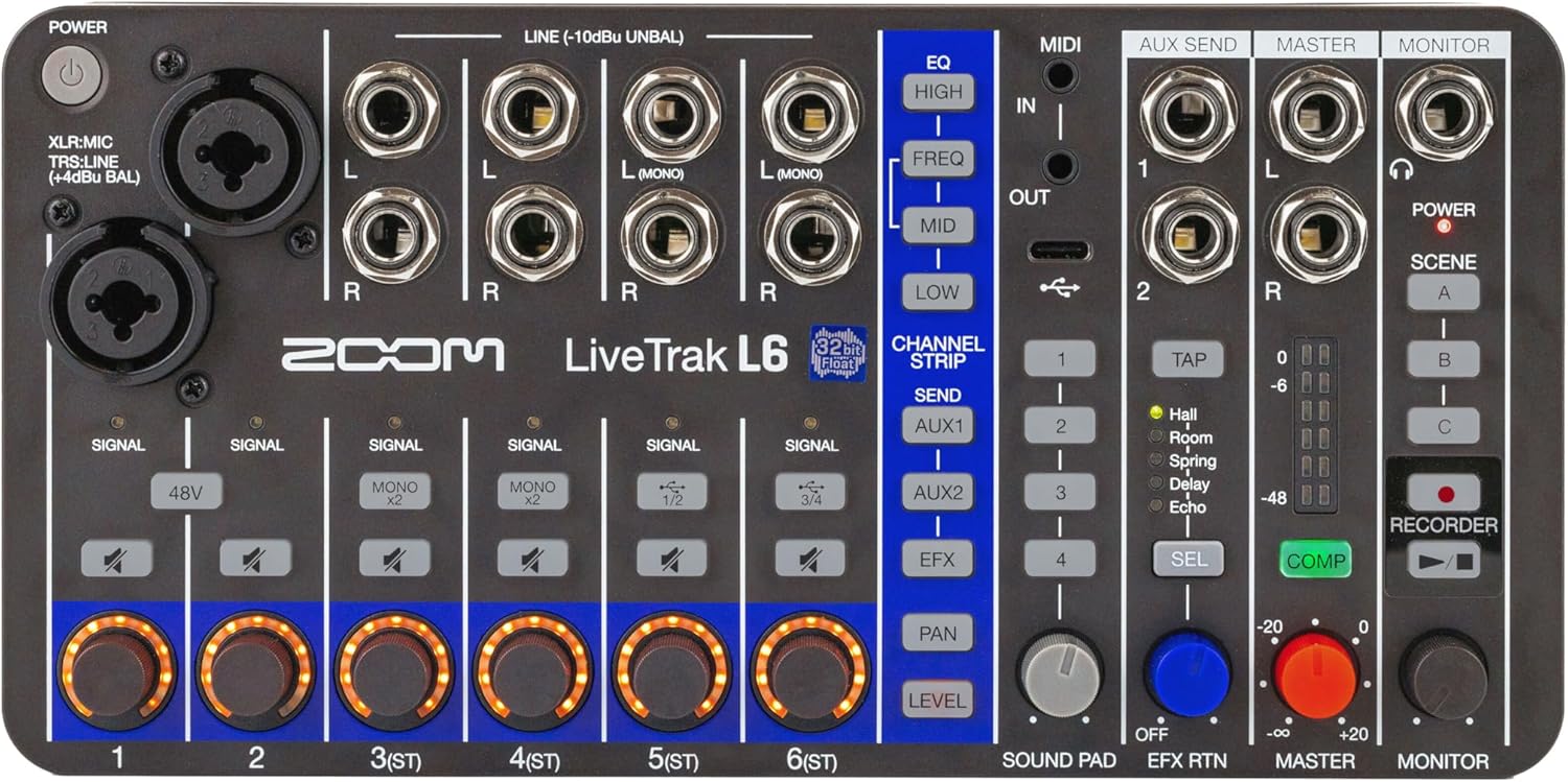 Zoom LiveTrak L6 10-Track Compact and Portable Digital Mixer/Recorder
