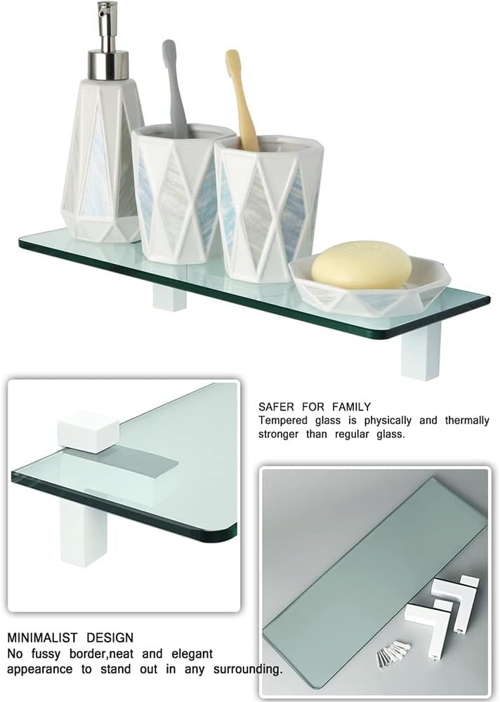 Shower Caddy 2021 Bathroom Glass Shelf, Shower Shelf, Wall Mount Storage 7MM Tempered Glass Shelf Bracket, Bathroom Accessory Bathroom Organizer (Color : D)