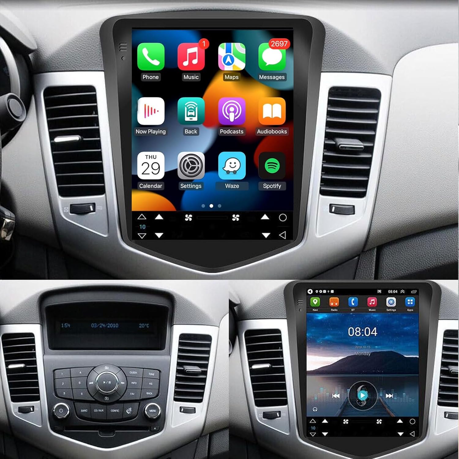 9.7 inch Car Radio Stereo w/2+32G Radio for Chevrolet Cruze 2009 2010 2011 2012 2013 2014 2015 Double Din Touchscreen Car Radio Receiver,Built-in WiFi GPS Navigation Bluetooth/FM/AM/DSP/AHD