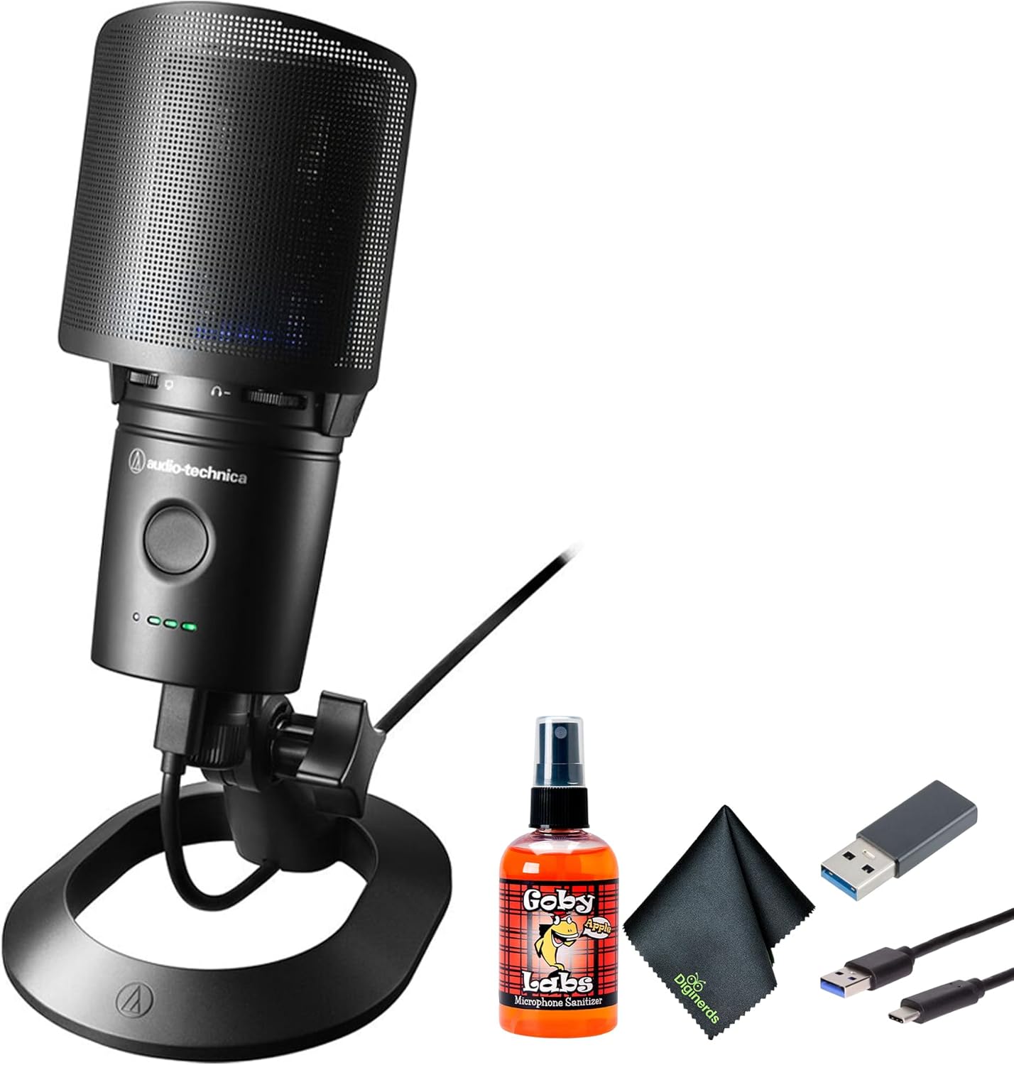 Audio-Technica AT2020USB-XP Cardioid Condenser USB Microphone + Microfiber Cleaning Cloth + Goby Labs Microphone Cleaner