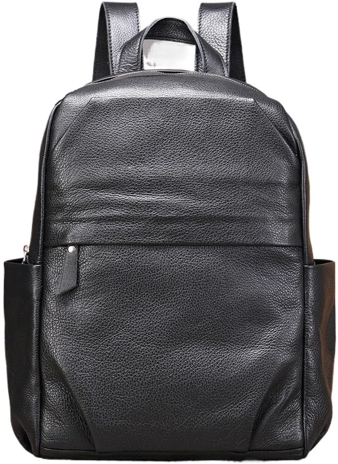 Backpack Genuine Leather Casual Vintage Laptop Bag for Business Travel Commuter Outdoor Activities Gift Box (Black)