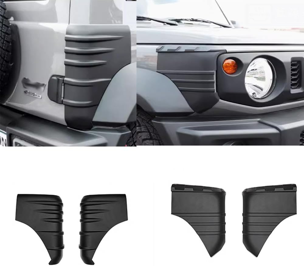 ABS Exterior Front & Rear Auto Wrap Angle Protection Cover Trim,Fit for Suzuki Jimny 2-Door/4-Door 2019-2025,Car Anti-Collision Protection Skins & Decals Accessories (Black Front & Rear)