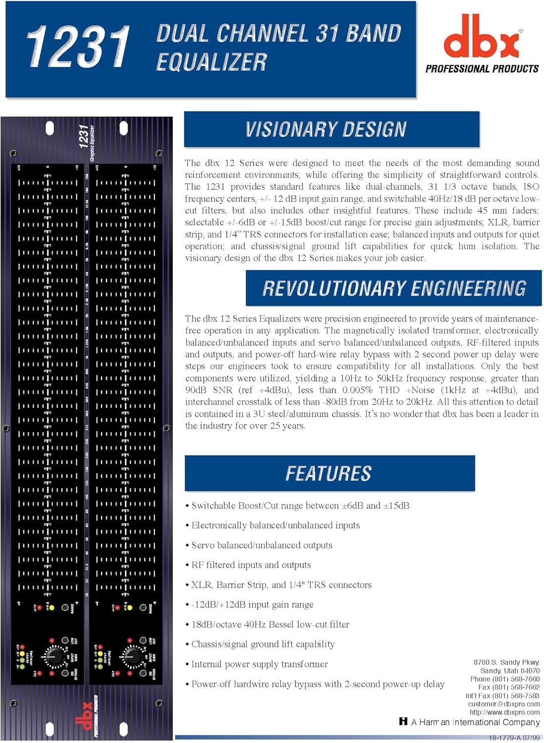 dbx 1231 Dual-Channel, 31-Band Graphic Equalizer, Black