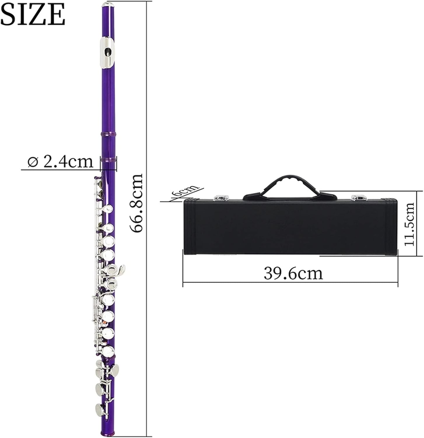 TSTS Flutes Musical Instrument Flute Nickel Plated 16 Holes C Key Cupronickel Purple Flute Woodwind Instrument with Case Cleaning Cloth