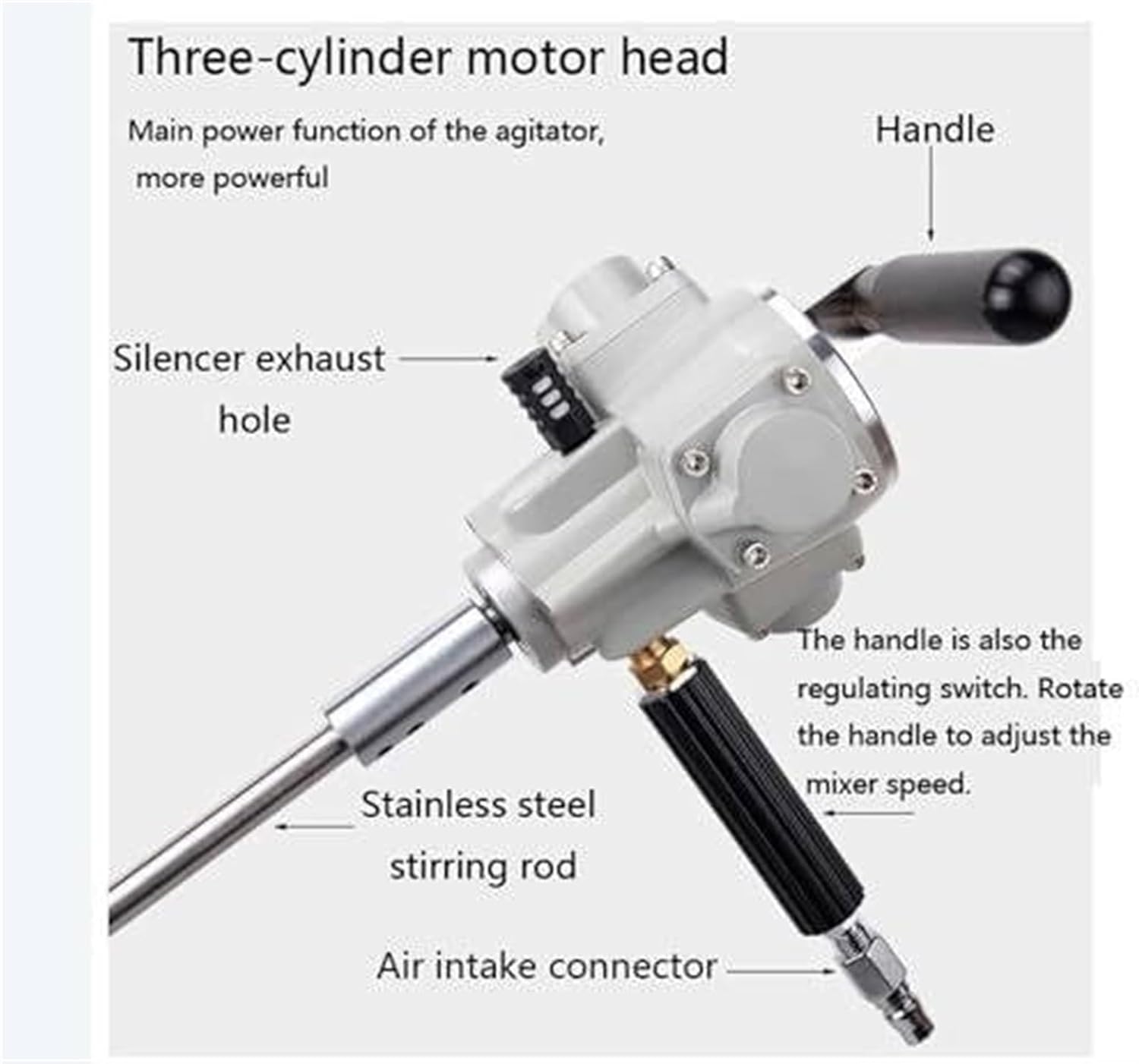 Handheld Paint and Mud Mixer Mix Tool, Can Mix 5Gal Round Barrels Pneumatic Mixer Machine, for Putty Powder Mixing and Paint Mixing