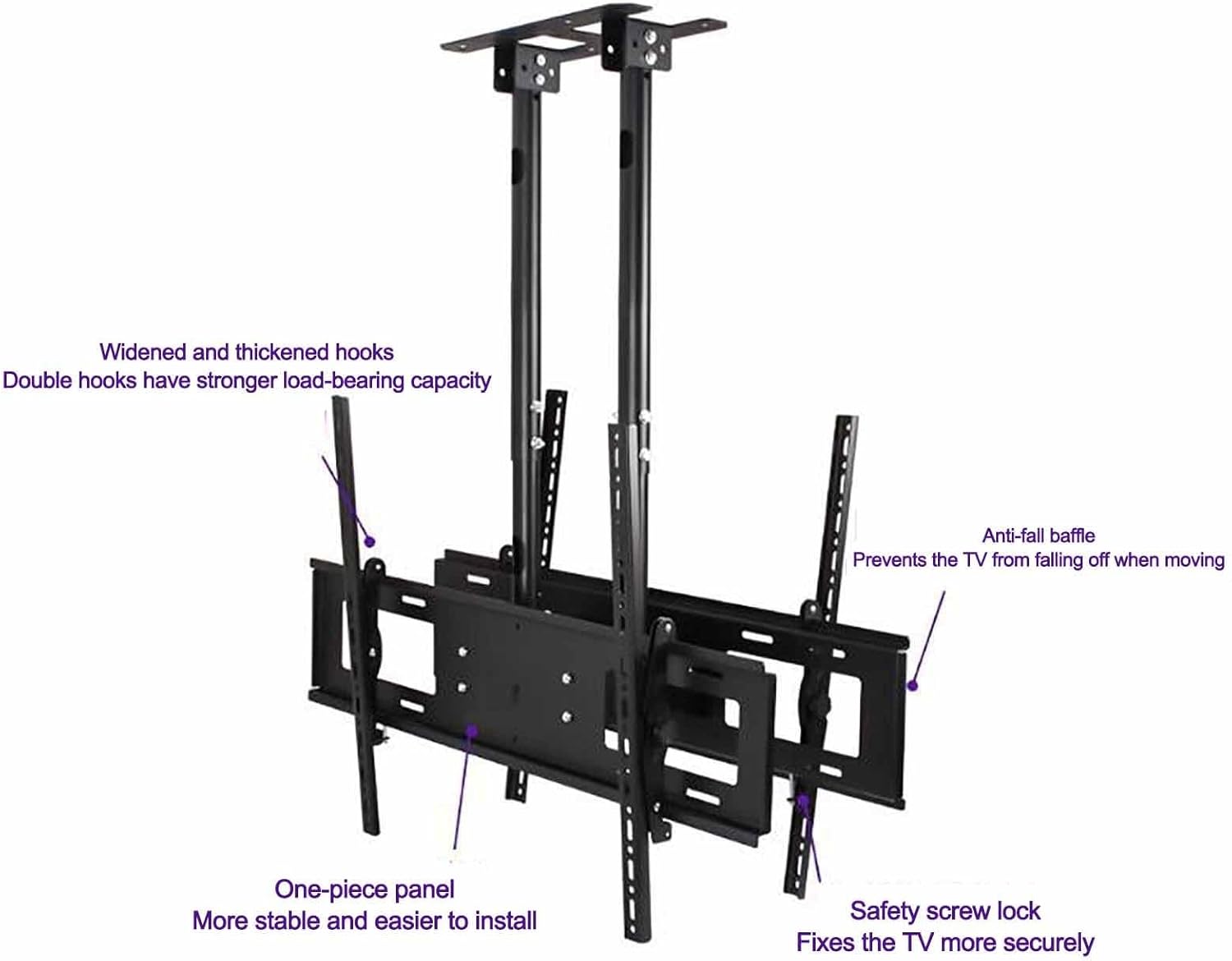 Double Sided Ceiling TV Mount Stand - Tv Wall Mount, for 60-100 Inch TV Telescopic TV Lift, Height Adjustment TV Hanger, Support 2 Screens TV Mount Bracket, Hanging Roof Bracket