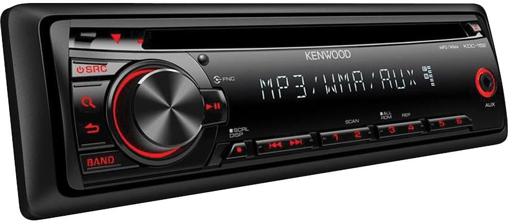 Kenwood Single DIN Bluetooth CD/AM/FM USB Auxiliary Input Car Stereo Receiver w/ Dual Phone Connection, Pandora/Spotify/iHeartRadio, Apple iPhone and Android Control with ALPHASONIK EARBUDS