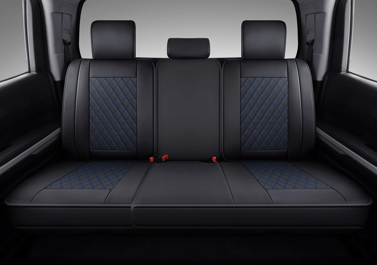 Coverado Tundra Seat Covers, Back Leather Car Seat Covers for Trucks, Automotive Seat Covers Protector Custom Fit 2007-2021 Toyota Tundra(Rear Seat Cover/Blue)