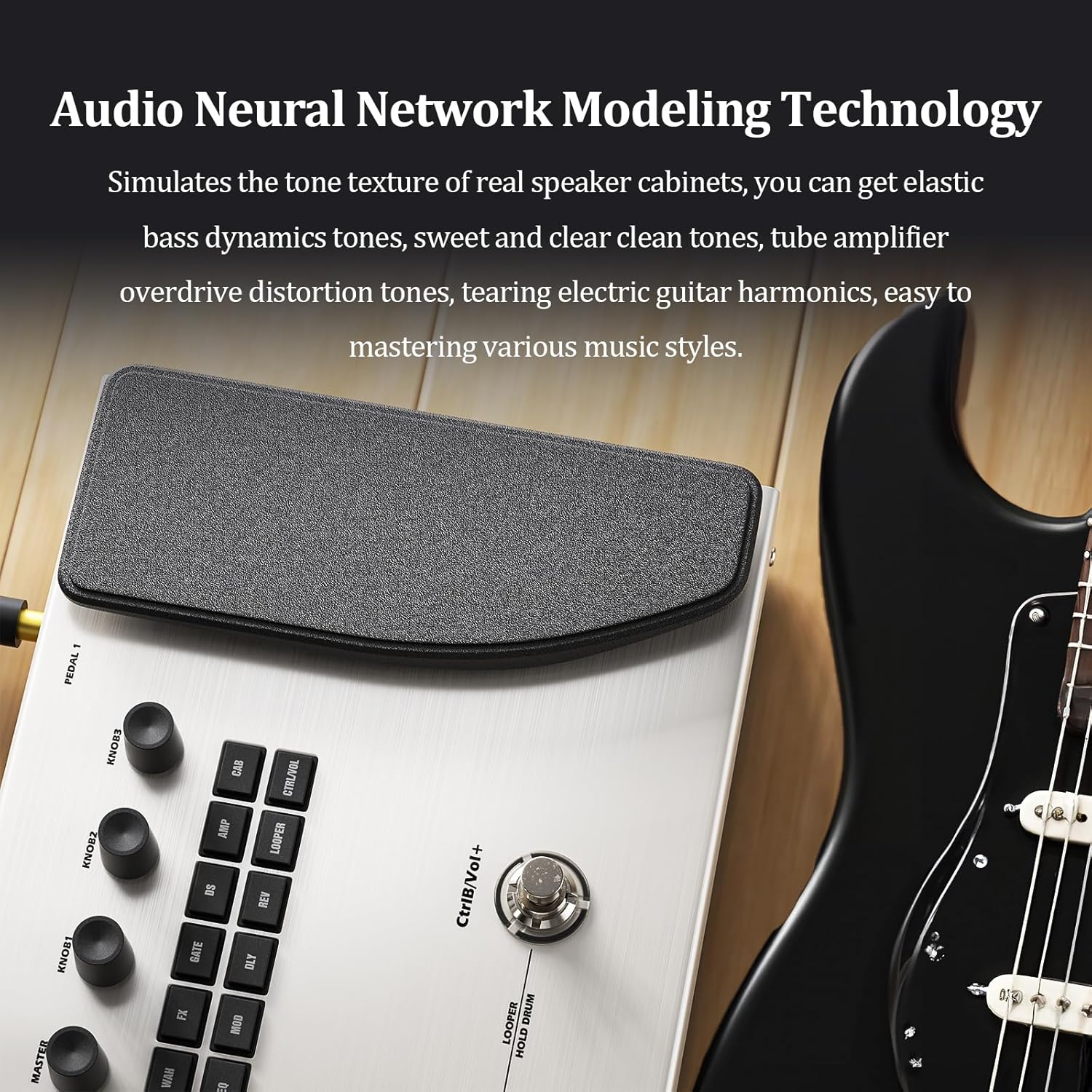 DaierTek Guitar & Bass Multi Effects Pedal, Electric Guitar Effects with 3.5’’ Display and 11 Modules, Vocal Effects Processor for 160 Presets, 120 Amp Models, Bluetooth, for Live, Studio & Practice