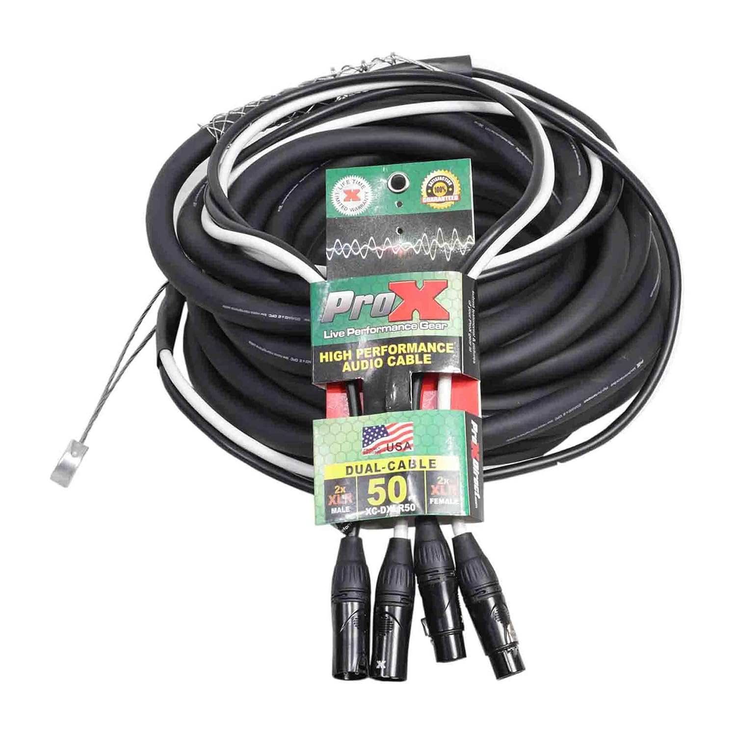 Prox XC-DXLR50 Balanced Dual XLR-M to Dual XLR-F High Performance Audio Cable - 50 Feet