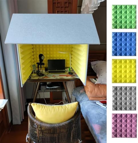 Portable Vocal Recording Soundproof Booth, Foldable Microphone Isolation Booth Box, Desktop Soundproof Cover Shield, Sound Absorbing Room Studio (Color : Blue)