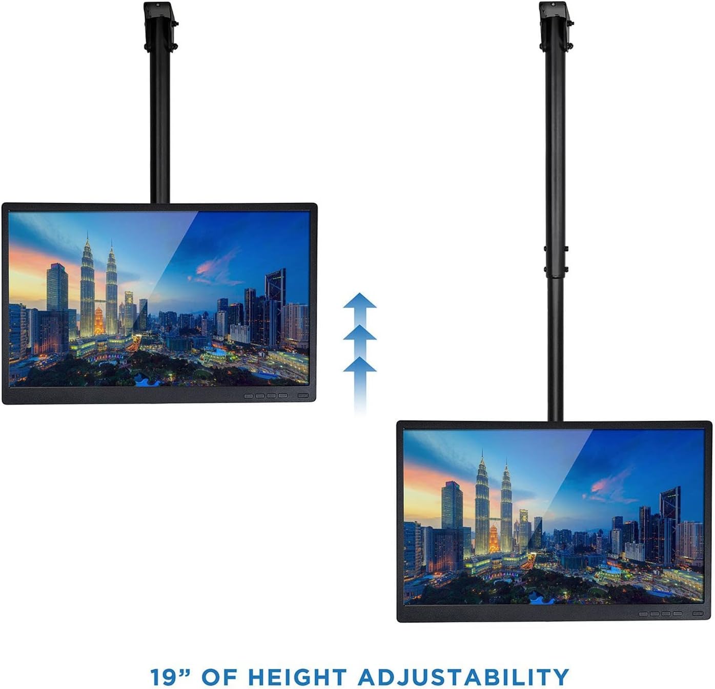 TV Ceiling Mount Bracket, Adjustable Height TV Wall Mount Bracket, Full Motion 360 Deg Rotation Tilting Swiveling, for Flat Panel LCD LED OLED Plasma TVs, Fits Up to 75 I