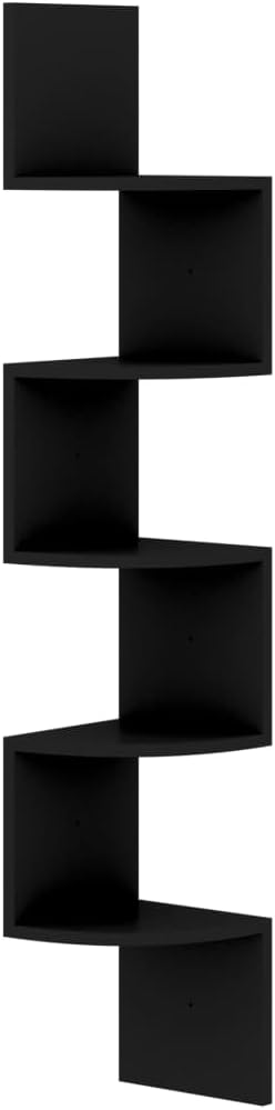 5-Tier Wall Corner Shelves, Floating Corner Shelf, Wall Organizer Storage, Wall Mount Shelves for Bedrooms, Bathroom Shelves, Living Rooms, Black 7.5