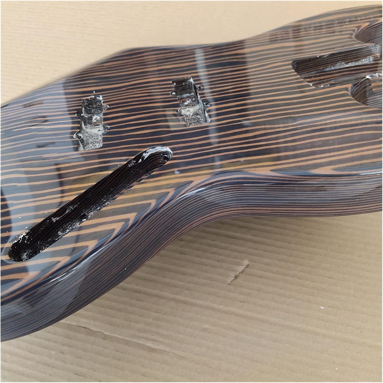 DIY Guitar Kits Finished Zebra Pattern Wood Bass Guitar Body Gloss
