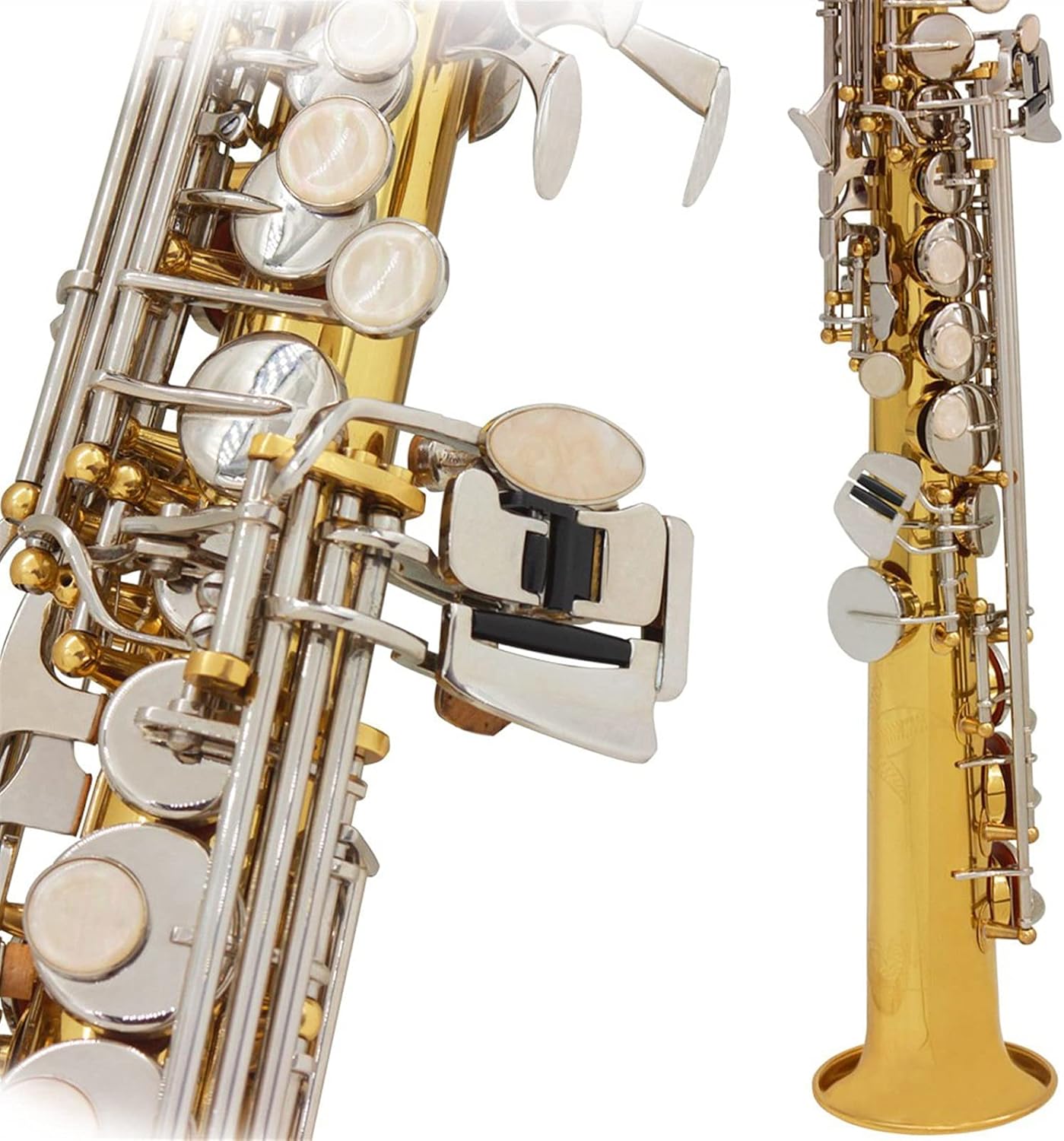 Saxophone Straight B Flat Soprano Saxophone Straight Gold Silver Key Leather Box Key Type Woodwind Instrument