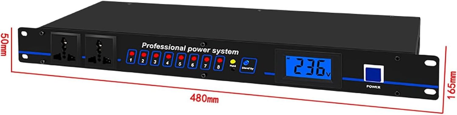 Home Audio Equalizer, Stereo Equalizer Real Time Frequency Level Display, Forward and Reverse Time Switch & 8＋2-Way Power Output, Real-Time Frequency Level Display for DJ Stations