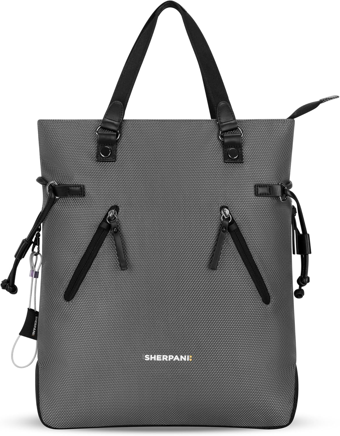 Sherpani Tempest, Anti Theft Convertible Backpack Tote, 14L Travel Backpack, Travel Gifts for Women, Handbags, RFID Protection, Metal Hardware, Fits 15” Laptop (No Sleeve) (Granite)