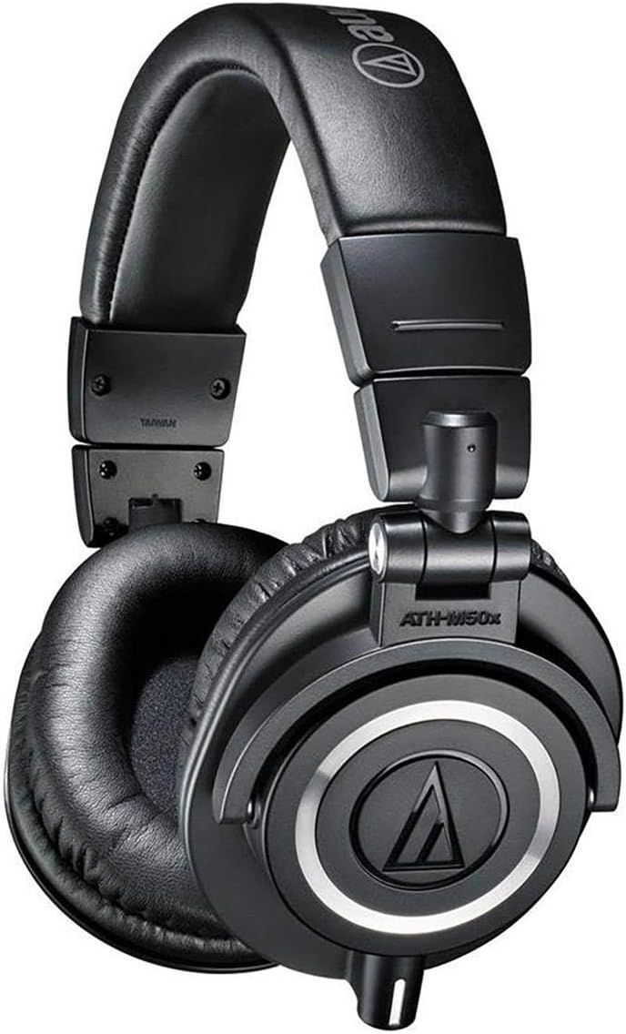 Audio-Technica ATH-M50X Professional Studio Monitor Headphones, Black, Professional Grade, Critically Acclaimed, with Detachable Cable - With H&A High Frequency Leather Earpads